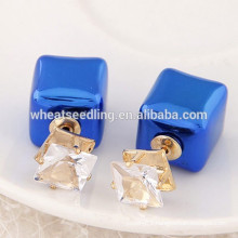 2015 colored hot zircon square fashion earring